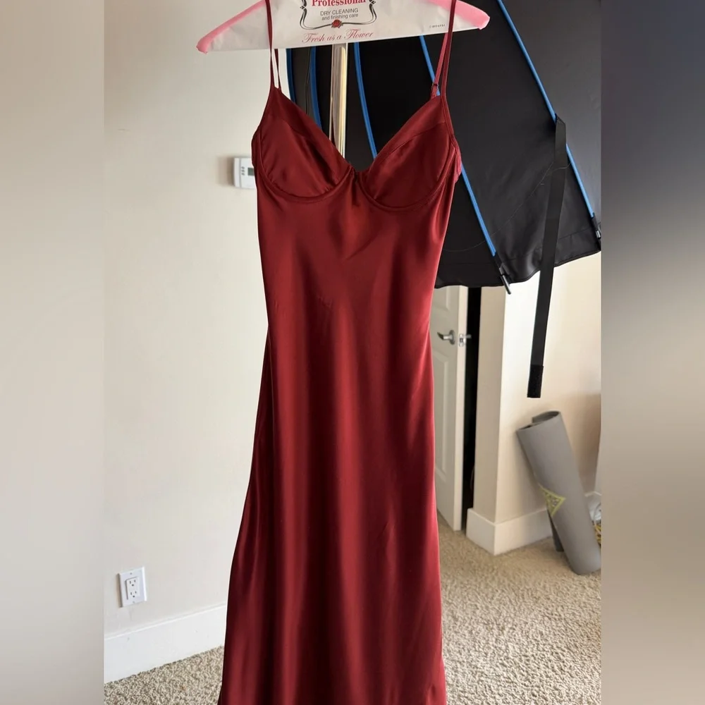 Reformation Silk Neva Dress in Romance, *light flaws* - Picture 3 of 11